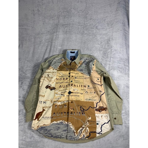 Lauren Ralph Lauren Other - Chaps Ralph Lauren Australien Australian Map Print Button-up Shirt Mens M Cotton
